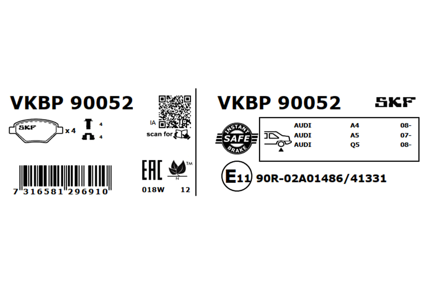 Placute frana SKF VKBP90052